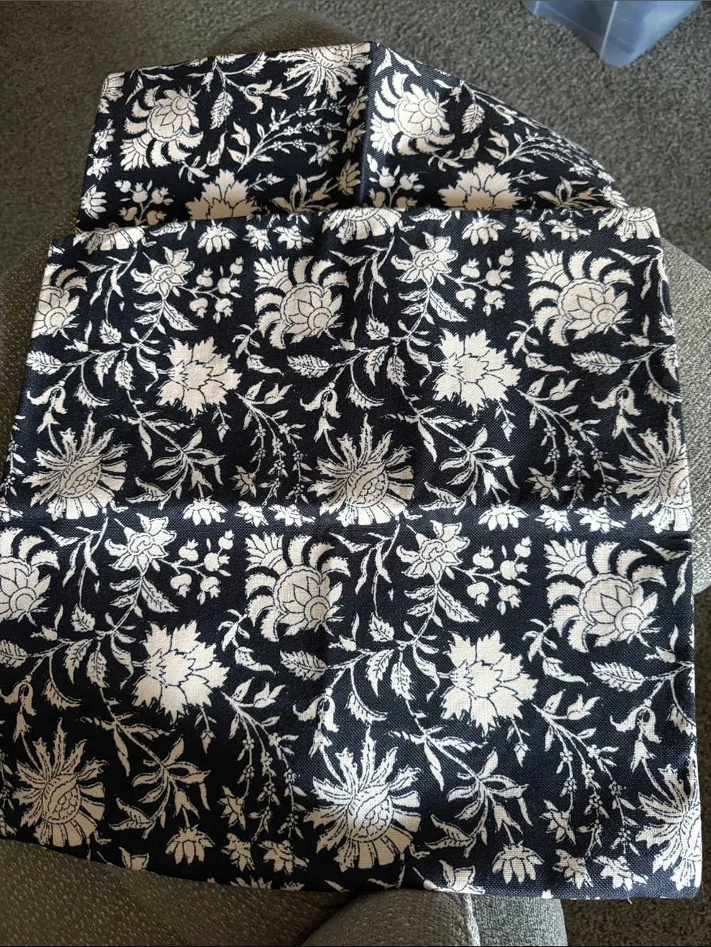 Black (dark, dark Navyand White Floral Decorative Throw Pillow Cover - Unbranded